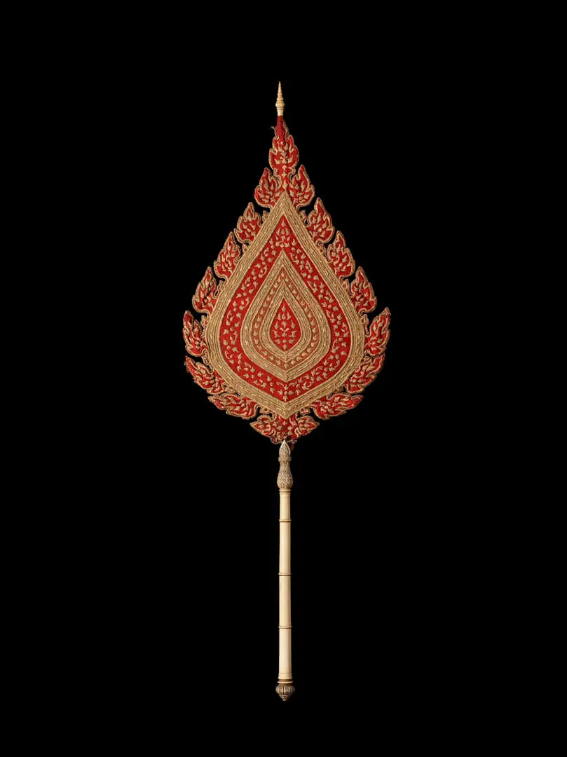 Monk's portable fan talapatta, – Thailand, Ivory, iron, textiles, Rattanakosin period, 19th c.