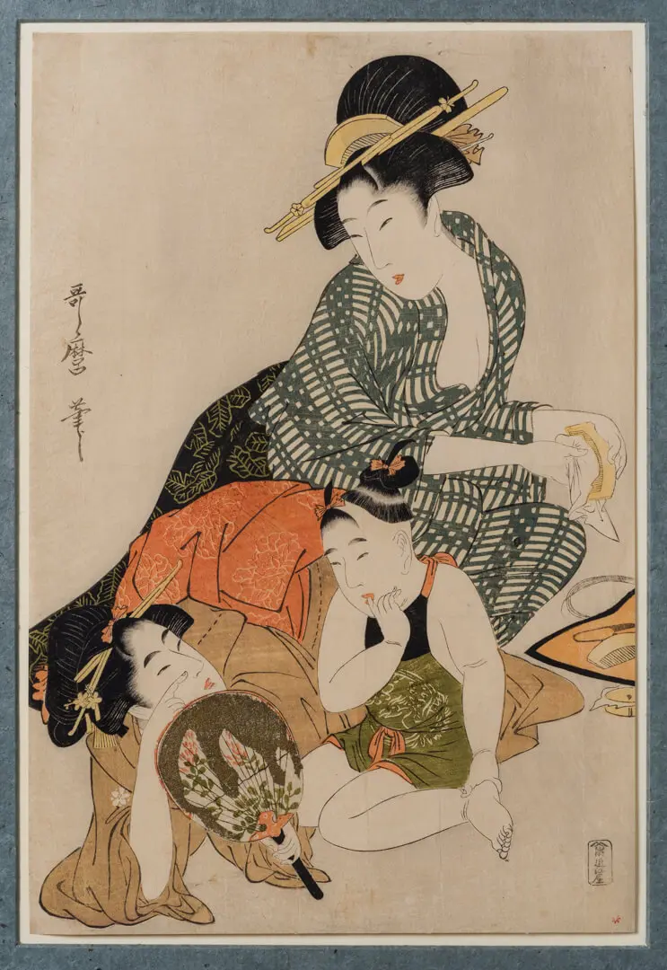 Mother, child and a friend – Japan, Woodblock print, Kitagawa Utamaro (1753–1806), Edo period, 18th c. (late)