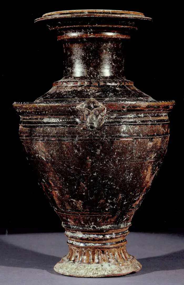 Vaso de pedestal – Camboja, Grés, vidrado, Khmer, Período Angkor, Séc. XII
