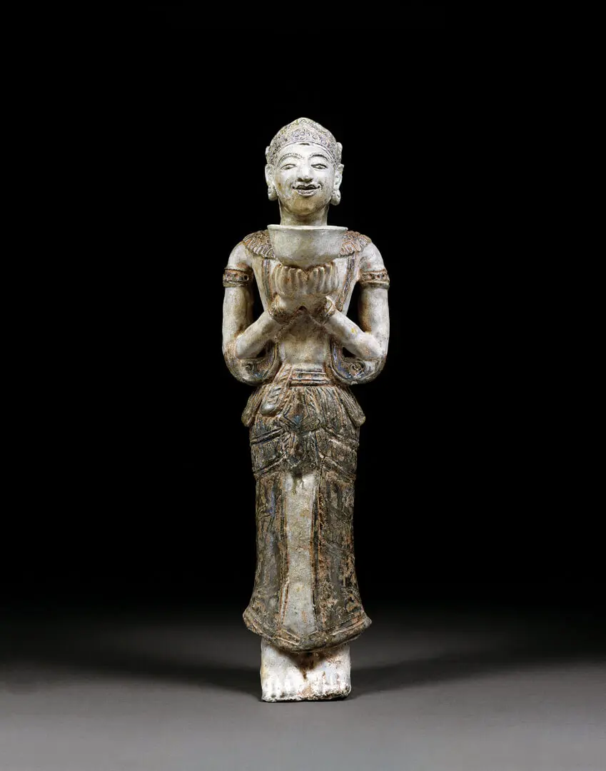 Figura votiva – Tailândia, Grés, vidrado, Escola Sukhothai, Sawankhalok, Séc. XV/XVI