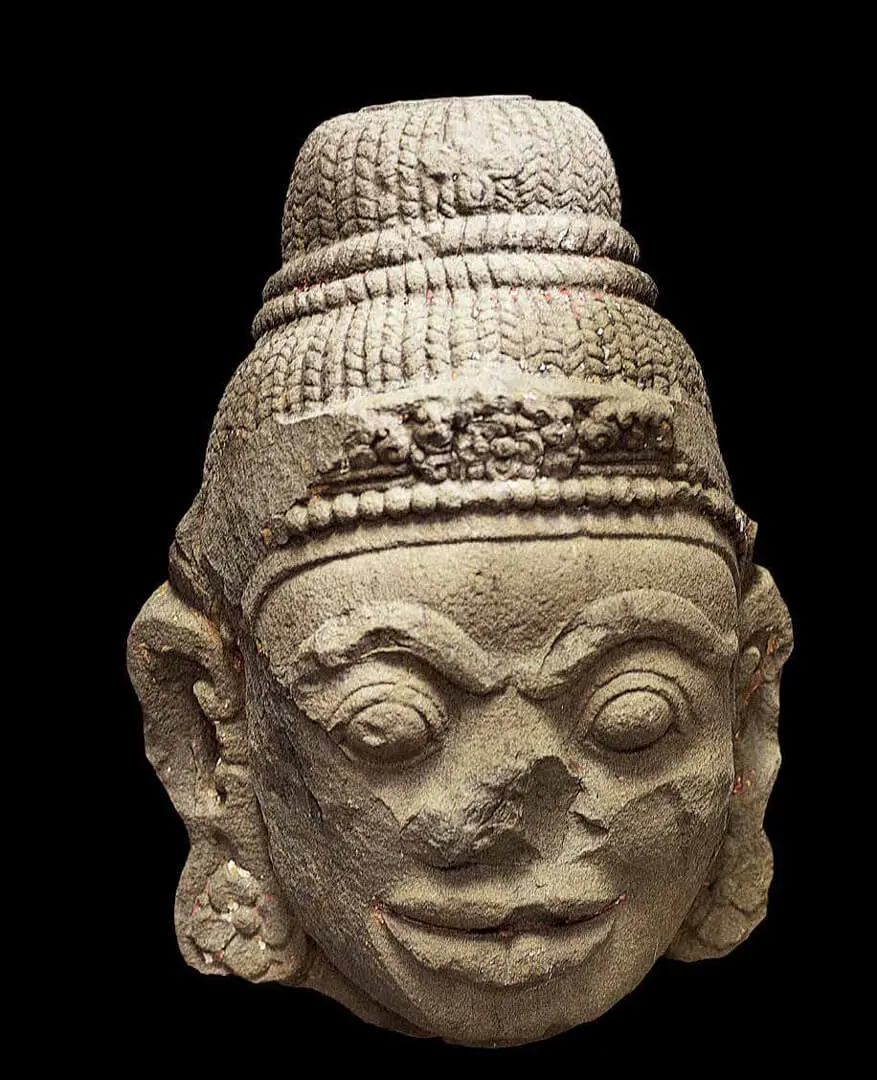 Head of a temple guardian (dvarapala) – Vietnam, Stone, Cham kingdom, Binh Dinh, 12th c.