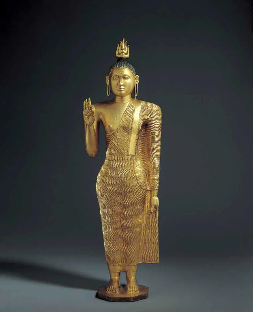 Figura de Buda Shakyamuni – Sri Lanka, Bronze, ouro, Período Kandyan, séc. XVIII