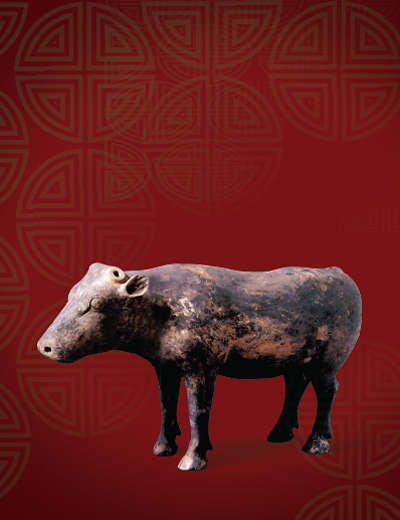 Antiga escultura chinesa de vaca